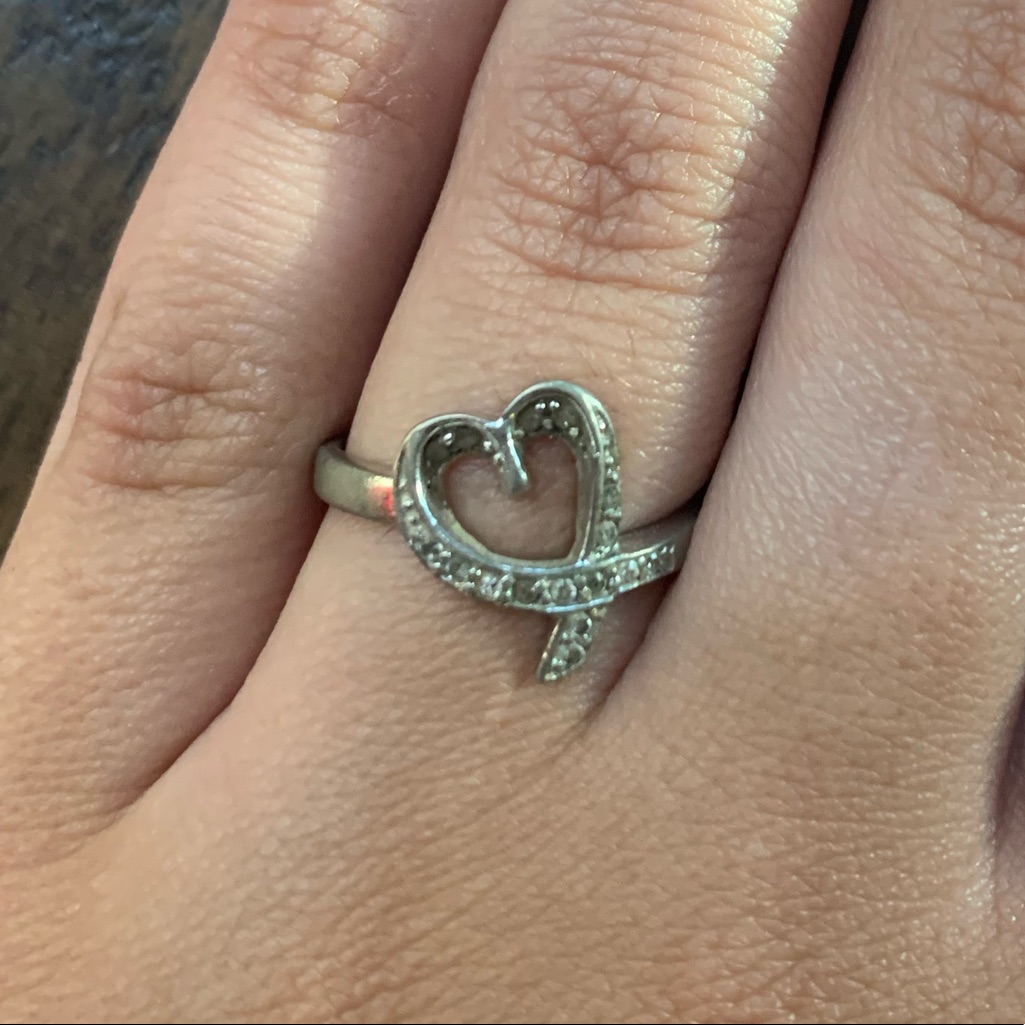 Cubic Zirconia Sterling Silver Heart Ring